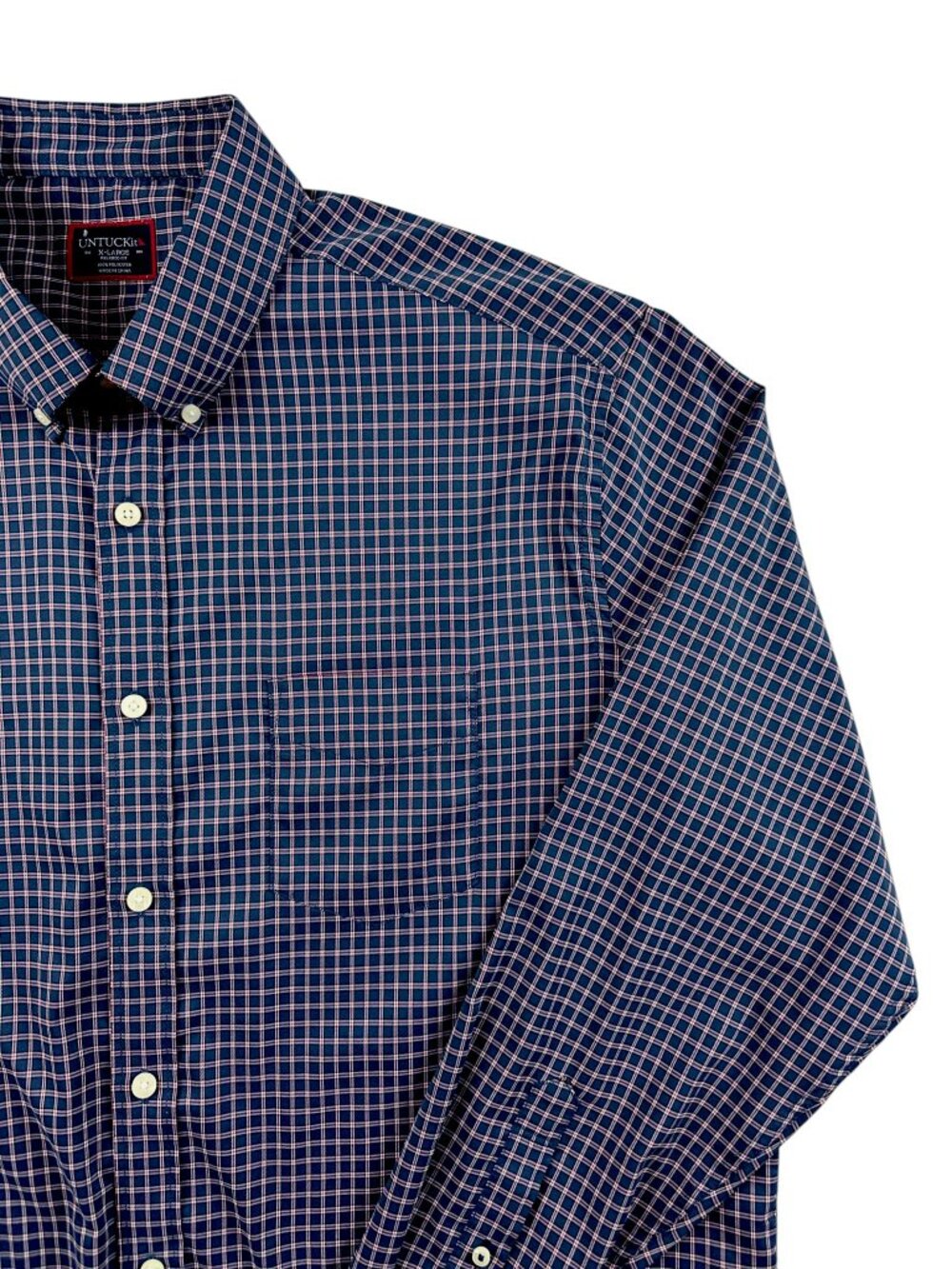 UNTUCKit XL Blue Salice Relaxed Fit Long Sleeve Button Down Tattersall Shirt - Picture 4 of 16
